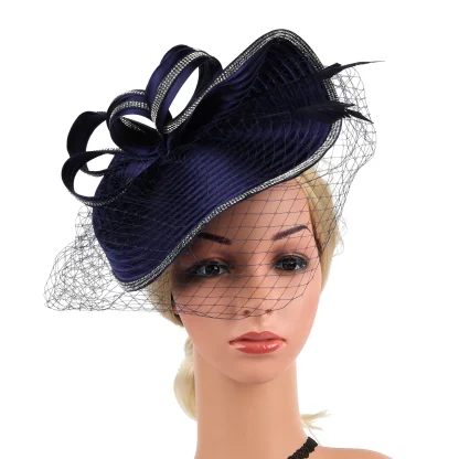 Flamboyant Fascinator with Net Veil - Image 4