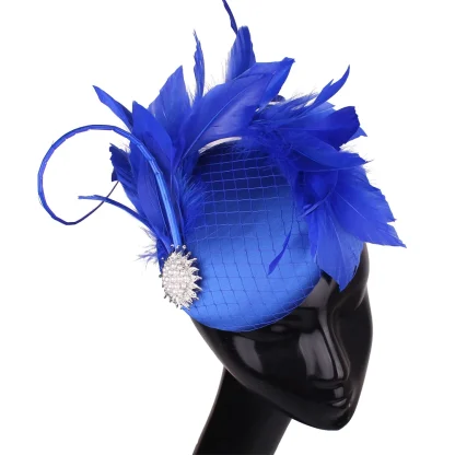 Beaded Cocktail Hat with Faux Feather - Image 4