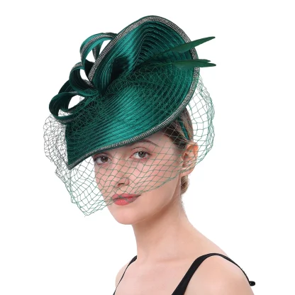 Flamboyant Fascinator with Net Veil - Image 6