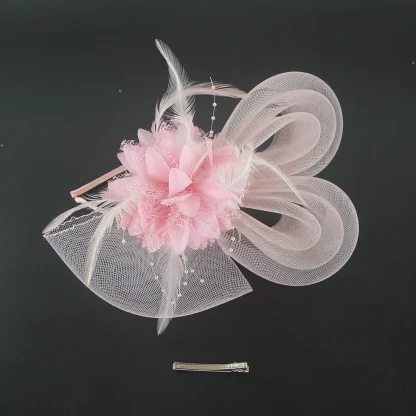 Mesh Retro Fascinator with Floral Design - Image 4