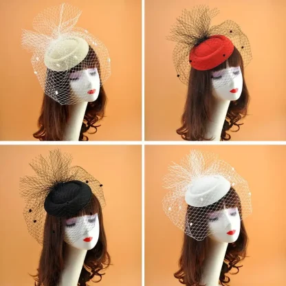 Polka Dot Net Veil Cocktail Hat - Image 6