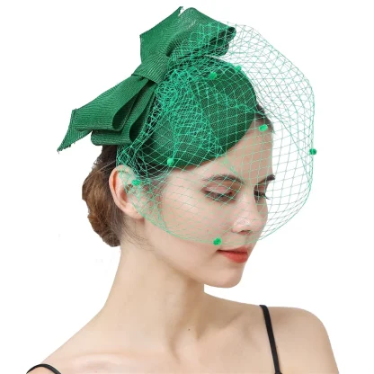 Big Bow Headpiece with Polka Dot Net Veil - Image 9