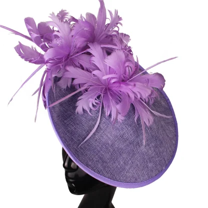 Disc Cocktail Hat with Faux Feather Design - Image 9