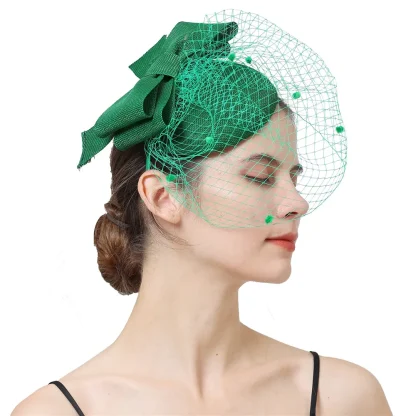 Big Bow Headpiece with Polka Dot Net Veil - Image 7