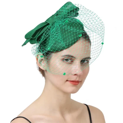 Big Bow Headpiece with Polka Dot Net Veil - Image 6