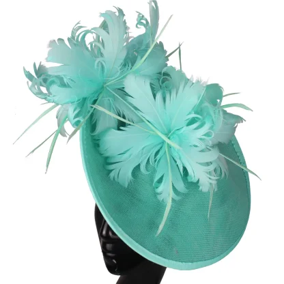 Disc Cocktail Hat with Faux Feather Design - Image 5