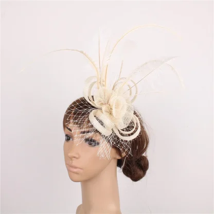 Shiny Sheer Fasinator with Floral Design - Image 5