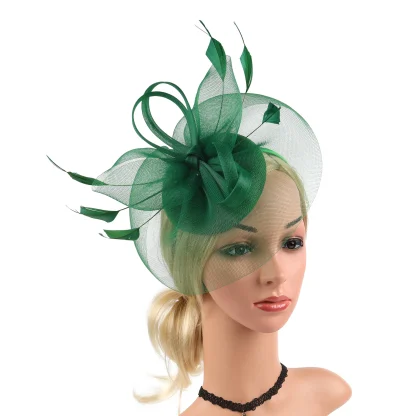 Stylish Mesh Headpiece with Faux Feather - Image 2