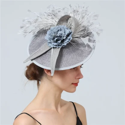 Elegant Solid Color Large Cocktail Hat - Image 13