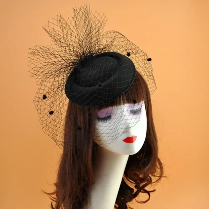 Polka Dot Net Veil Cocktail Hat - Image 3