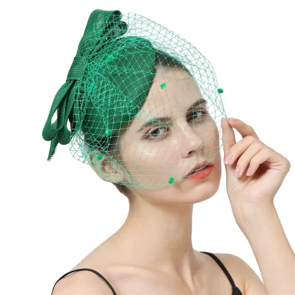 Big Bow Headpiece with Polka Dot Net Veil - Image 8
