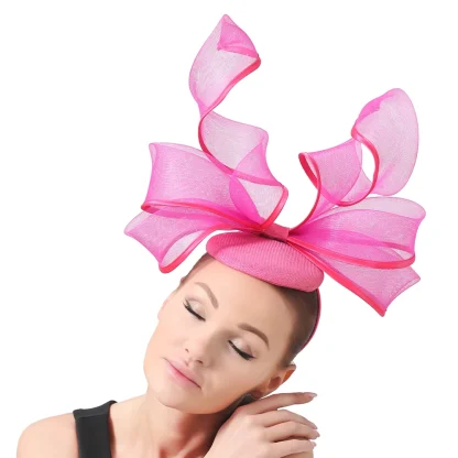 Large Bow Cocktail Hat with Twisted Design - Image 2