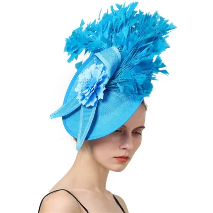 Elegant Solid Color Large Cocktail Hat - Image 6