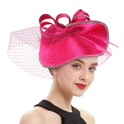 Flamboyant Fascinator with Net Veil - Image 3