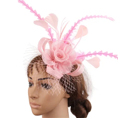 Shiny Sheer Fasinator with Floral Design - Image 9