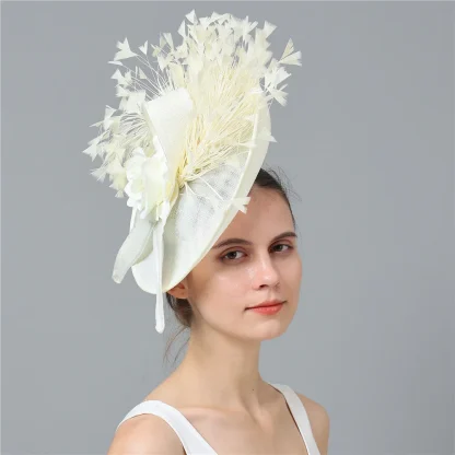 Elegant Solid Color Large Cocktail Hat - Image 15