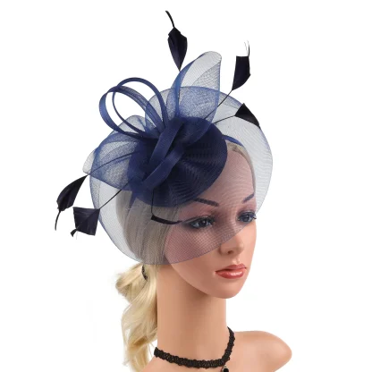 Stylish Mesh Headpiece with Faux Feather - Image 4