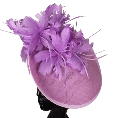 Disc Cocktail Hat with Faux Feather Design - Image 8