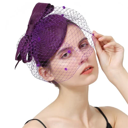 Big Bow Headpiece with Polka Dot Net Veil - Image 3