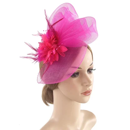 Mesh Retro Fascinator with Floral Design - Image 7