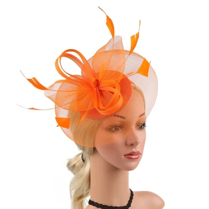 Stylish Mesh Headpiece with Faux Feather