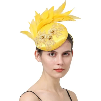 Lacey Fascinator with Faux Feather - Image 6