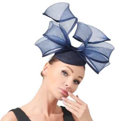 Large Bow Cocktail Hat with Twisted Design - Image 5