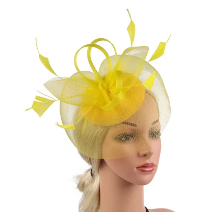 Stylish Mesh Headpiece with Faux Feather - Image 9