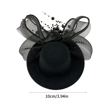 Mini Hat Fascinator with Mesh and Bead Design - Image 9