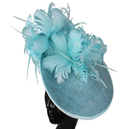 Disc Cocktail Hat with Faux Feather Design - Image 6