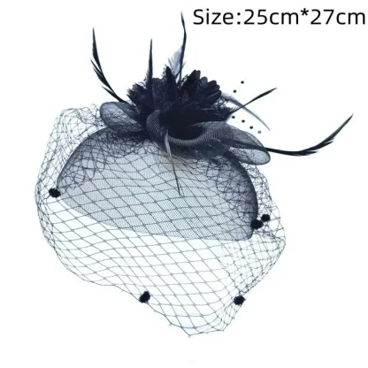 Elegant Headpiece with Polka Dot Net Veil - Image 9