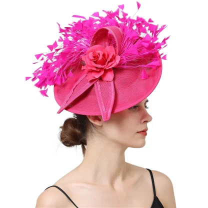 Elegant Solid Color Large Cocktail Hat - Image 5