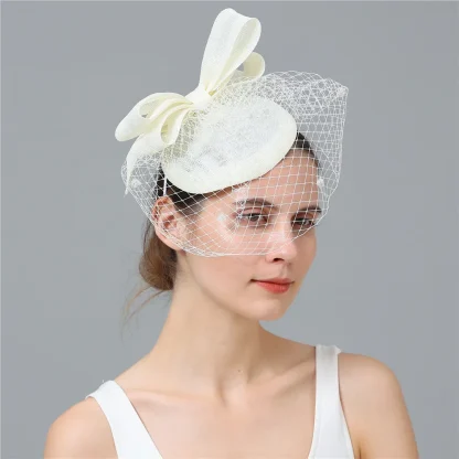 Big Bow Headpiece with Polka Dot Net Veil - Image 2