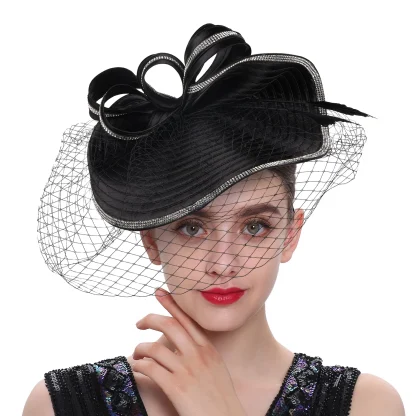 Flamboyant Fascinator with Net Veil - Image 5