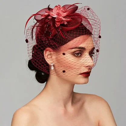 Elegant Headpiece with Polka Dot Net Veil - Image 4