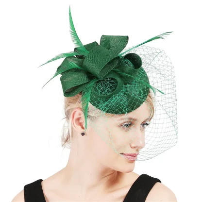 Chic Solid Fascinator with Net Veil - Image 6