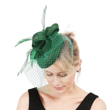 Chic Solid Fascinator with Net Veil - Image 7