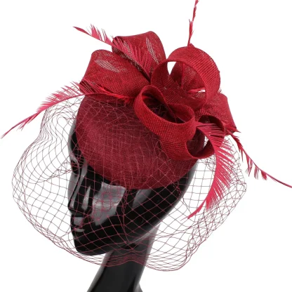 Chic Solid Fascinator with Net Veil - Image 14