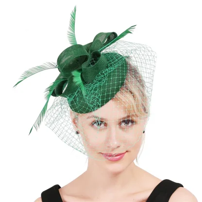 Chic Solid Fascinator with Net Veil - Image 8