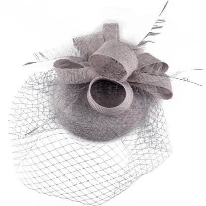 Chic Solid Fascinator with Net Veil - Image 15