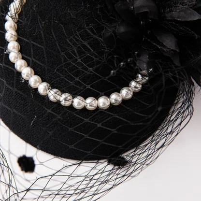 Net Veil Fascinator with Beads Design - Image 5