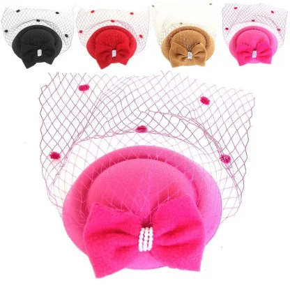 Mesh Cocktail Hat with Bow Decor - Image 10
