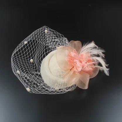 Elegant Floral Cocktail Hat with Net Veil - Image 5