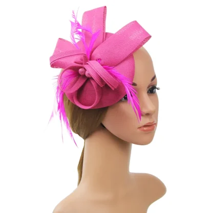 Solid Color Fascinator with Bow Design - Image 11