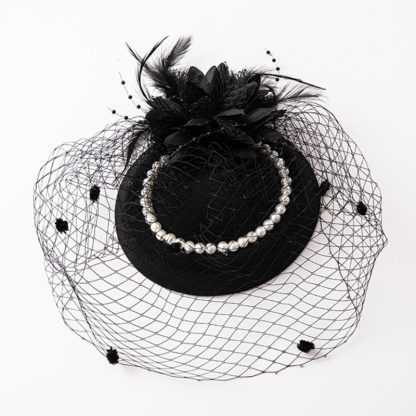 Net Veil Fascinator with Beads Design - Image 6