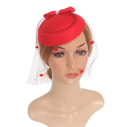 Mesh Cocktail Hat with Bow Decor - Image 6