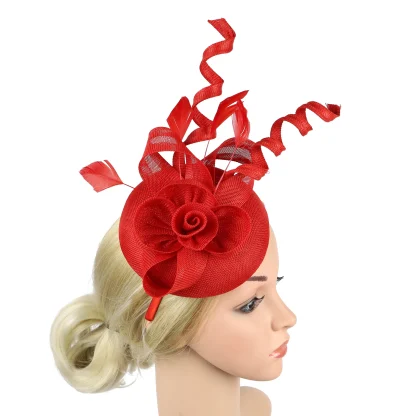 Floral Cocktail Hat with Twisted Design - Image 3