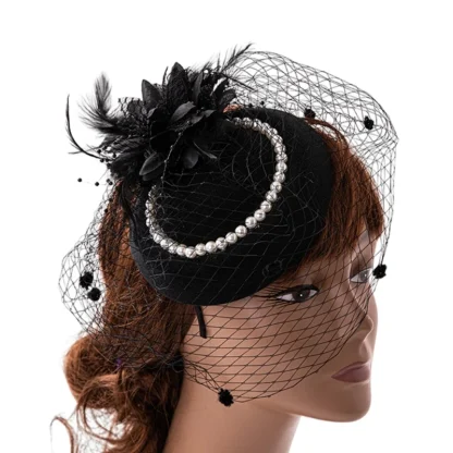Net Veil Fascinator with Beads Design