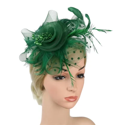 Mesh Polka Dot Fascinator with Floral Design - Image 4