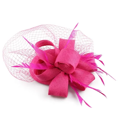 Chic Solid Fascinator with Net Veil - Image 13
